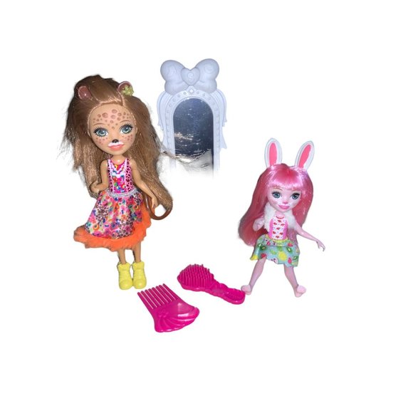 2 Enchantimals Dolls-  Bree Bunny & Cherish Cheetah - Picture 1 of 7